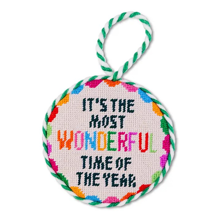 "Wonderful Time of Year" Needlepoint Ornament