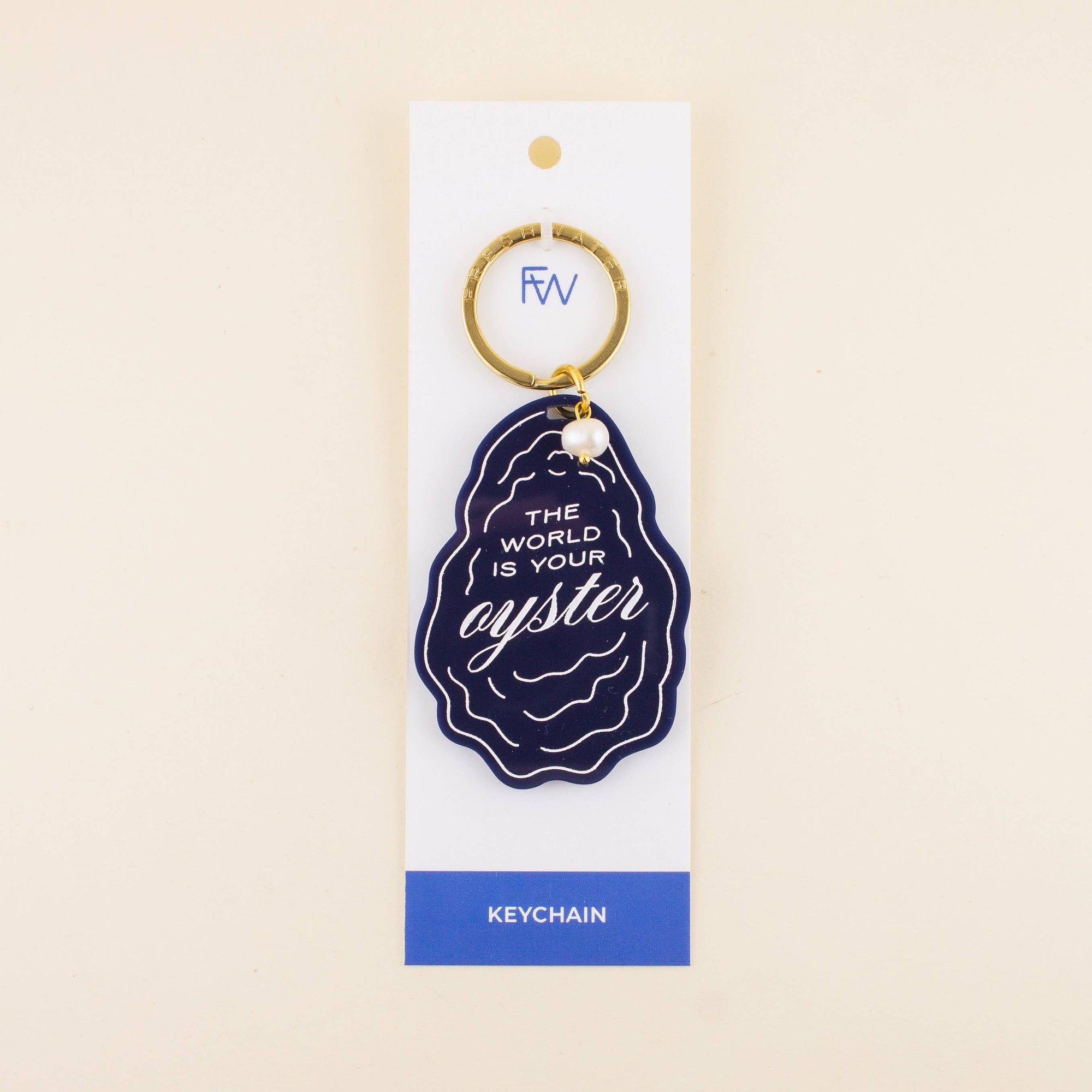 "World is Your Oyster" Pearl Charm Keychain