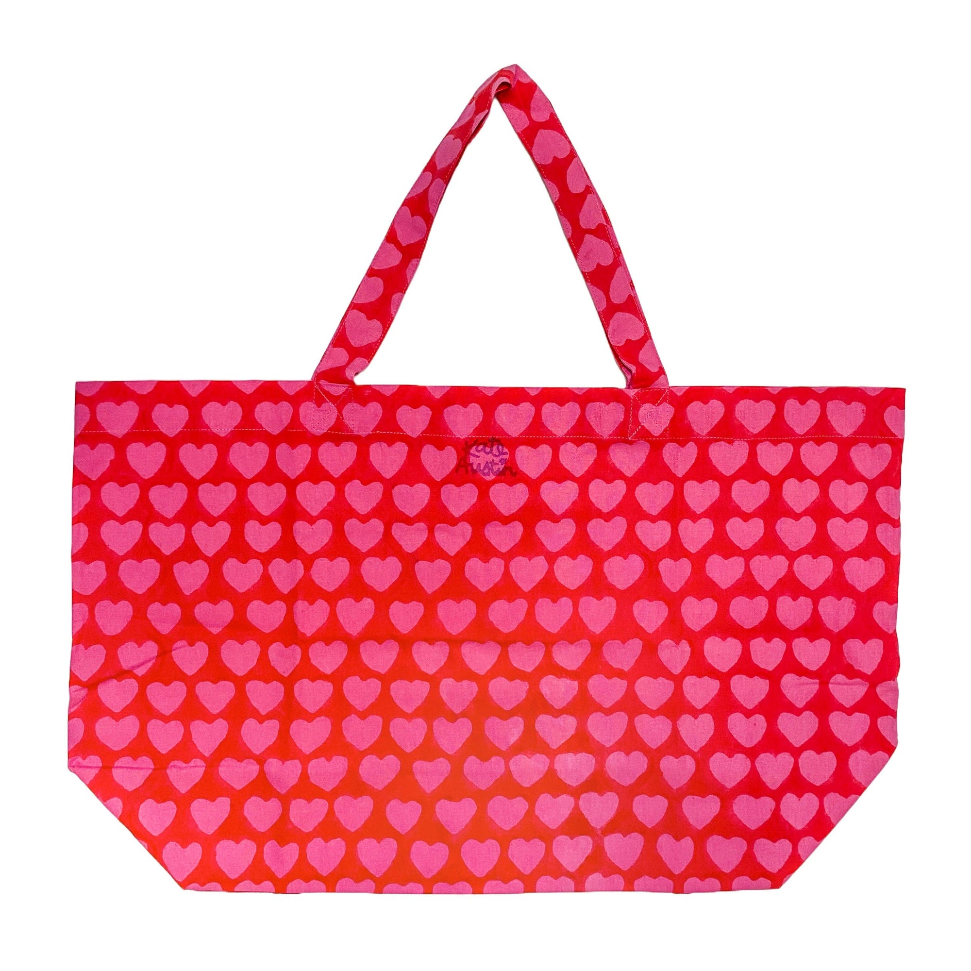 Market Tote- Red + Pink Hearts