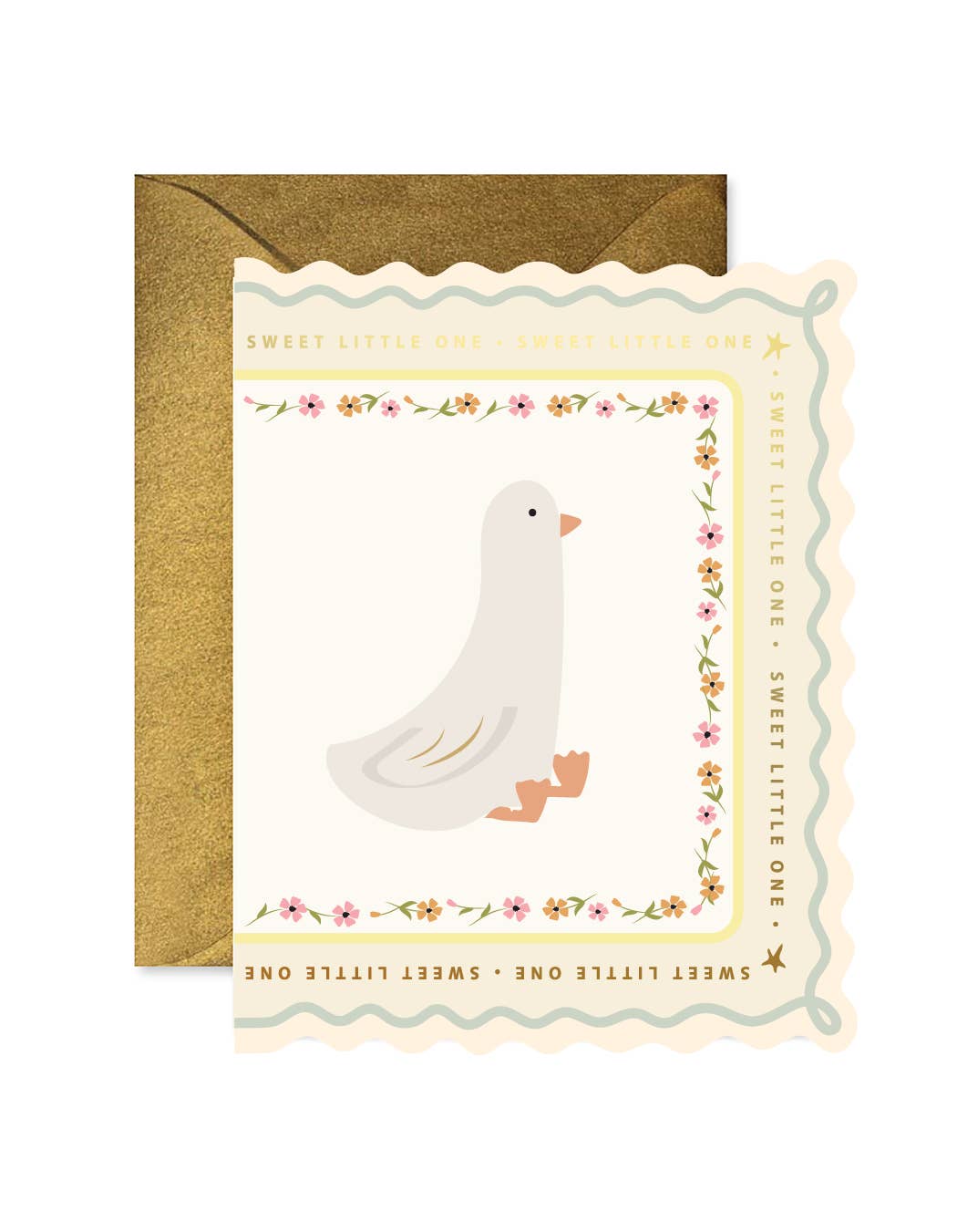 "Sweet Little Goose" Scallop Greeting Card