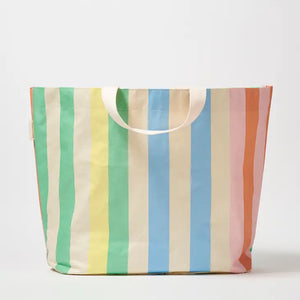 Multicolor Stripe Collapsible Beach Bag