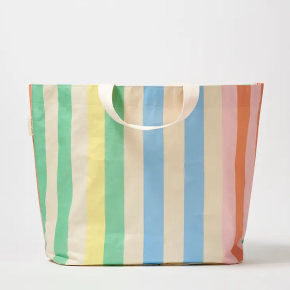Multicolor Stripe Collapsible Beach Bag