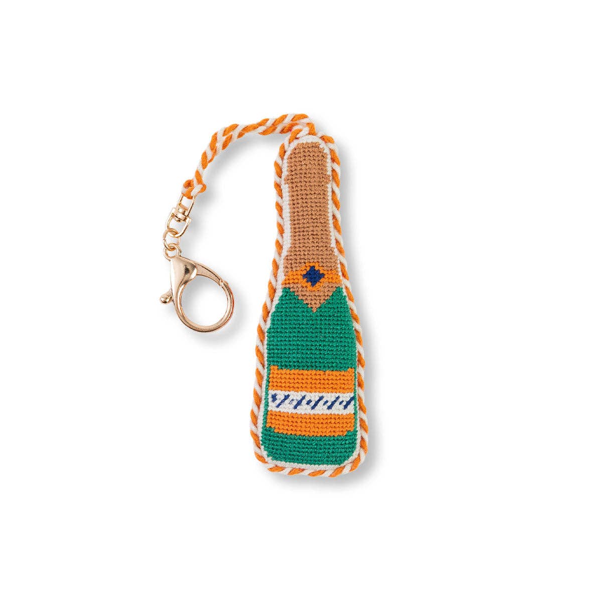 Needlepoint Champagne Bottle - Bag Charm