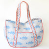 Monogrammed Expandable Tote- Blue Fish