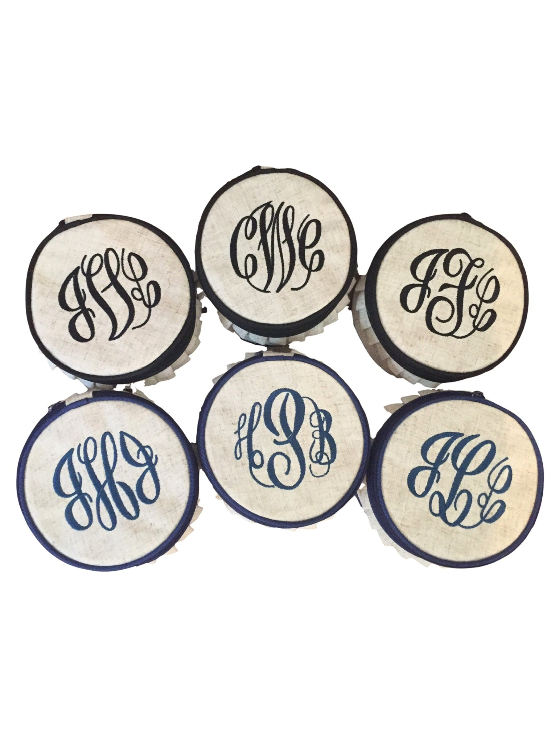 Monogrammed Linen Jewelry Case