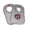 Monogrammed Red Trim Baby Bib