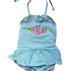 Girl's Monogrammed Gingham Bathing Suit