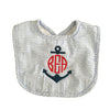 Monogrammed Anchor Seersucker Bib