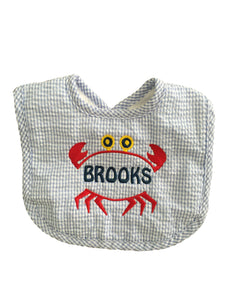 Crab Seersucker Bib