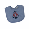 Monogrammed Anchor Seersucker Bib