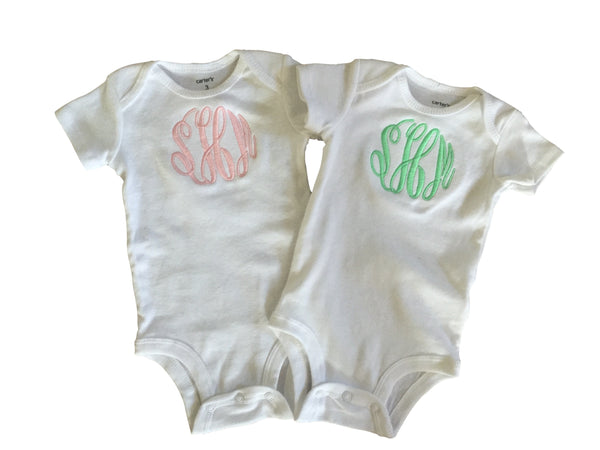 Monogrammed Onesie Stitch Able