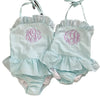Girl's Monogrammed Gingham Bathing Suit