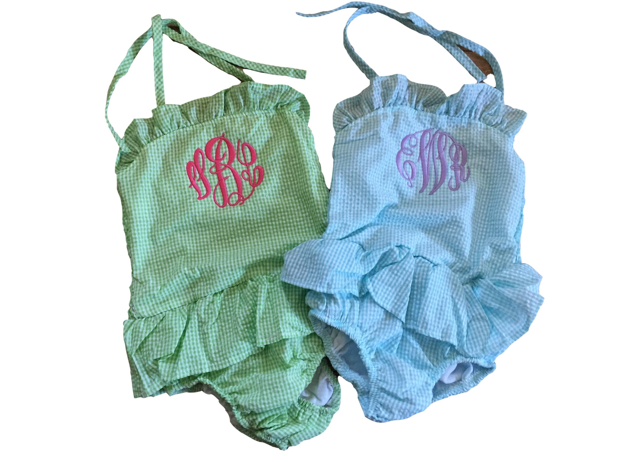 SALE // Girl's Monogrammed Gingham Bathing Suit