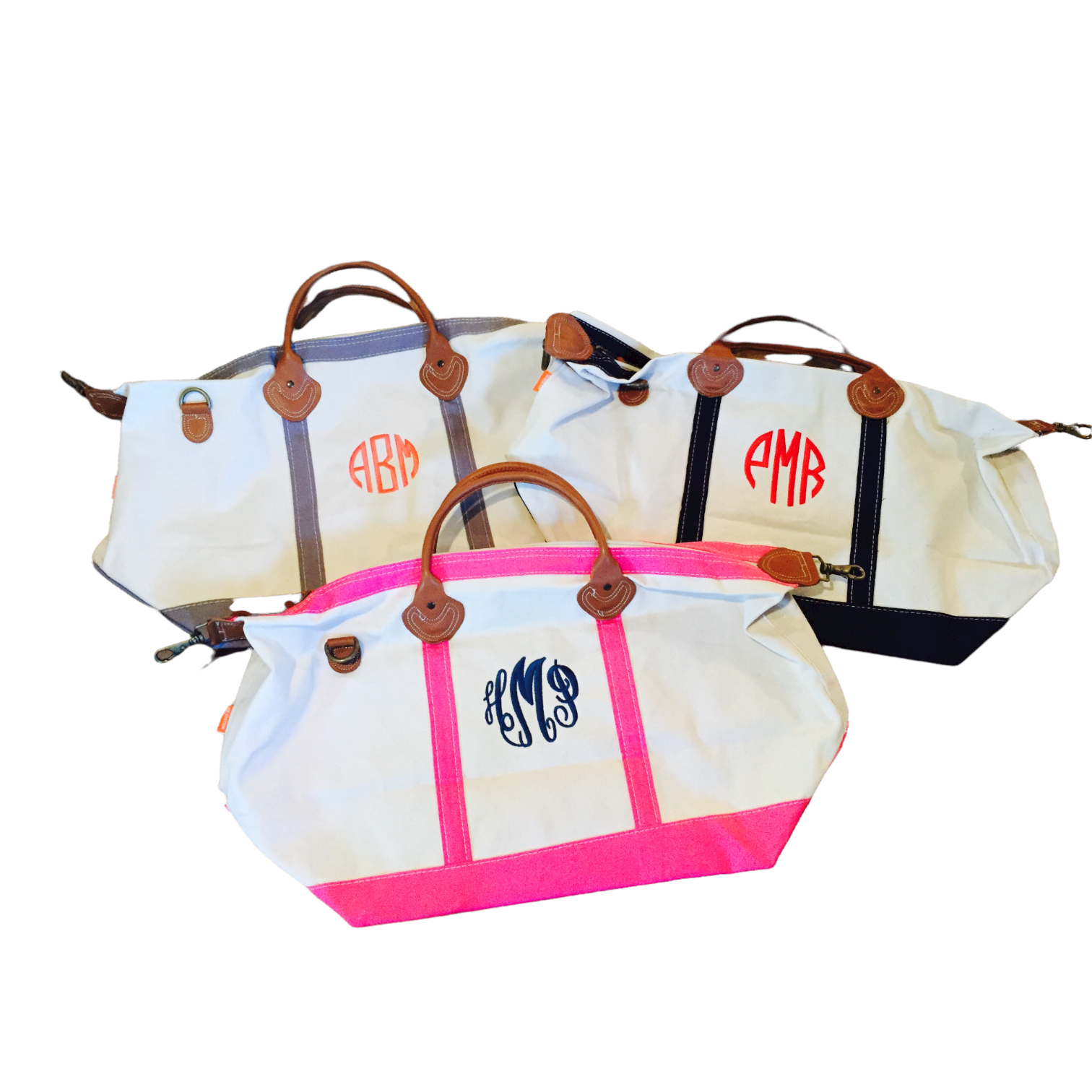 Monogrammed canvas weekender bag sale