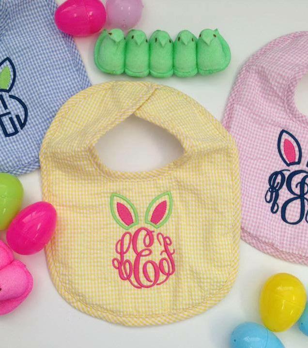 Monogrammed Bunny Bib