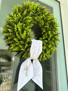 Embroidered Easter "He is Risen" Wreath Sash
