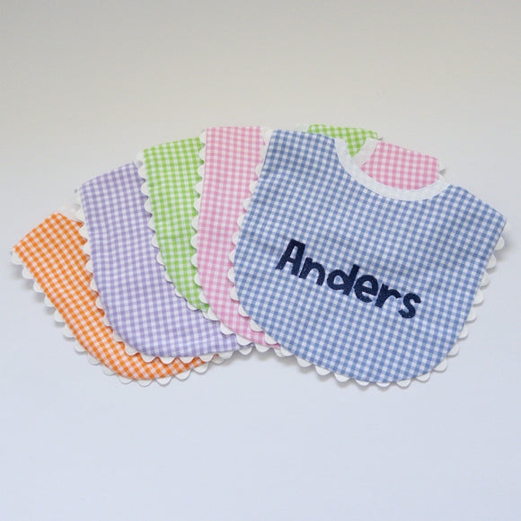 Monogrammed Gingham Bib